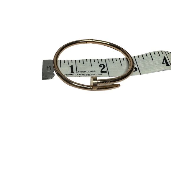 NEW Fashion Rose Gold Color Nail Titanium Steel Plated Bangle Bracelet - Picture 6 of 10